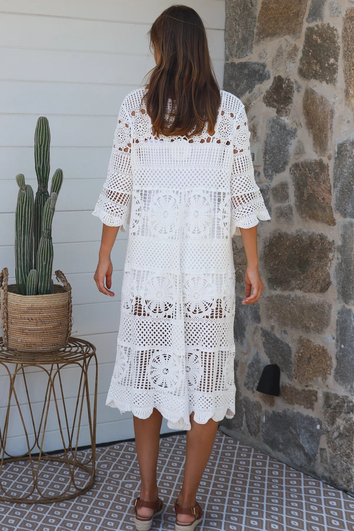 Mandala Crochet Dress - White