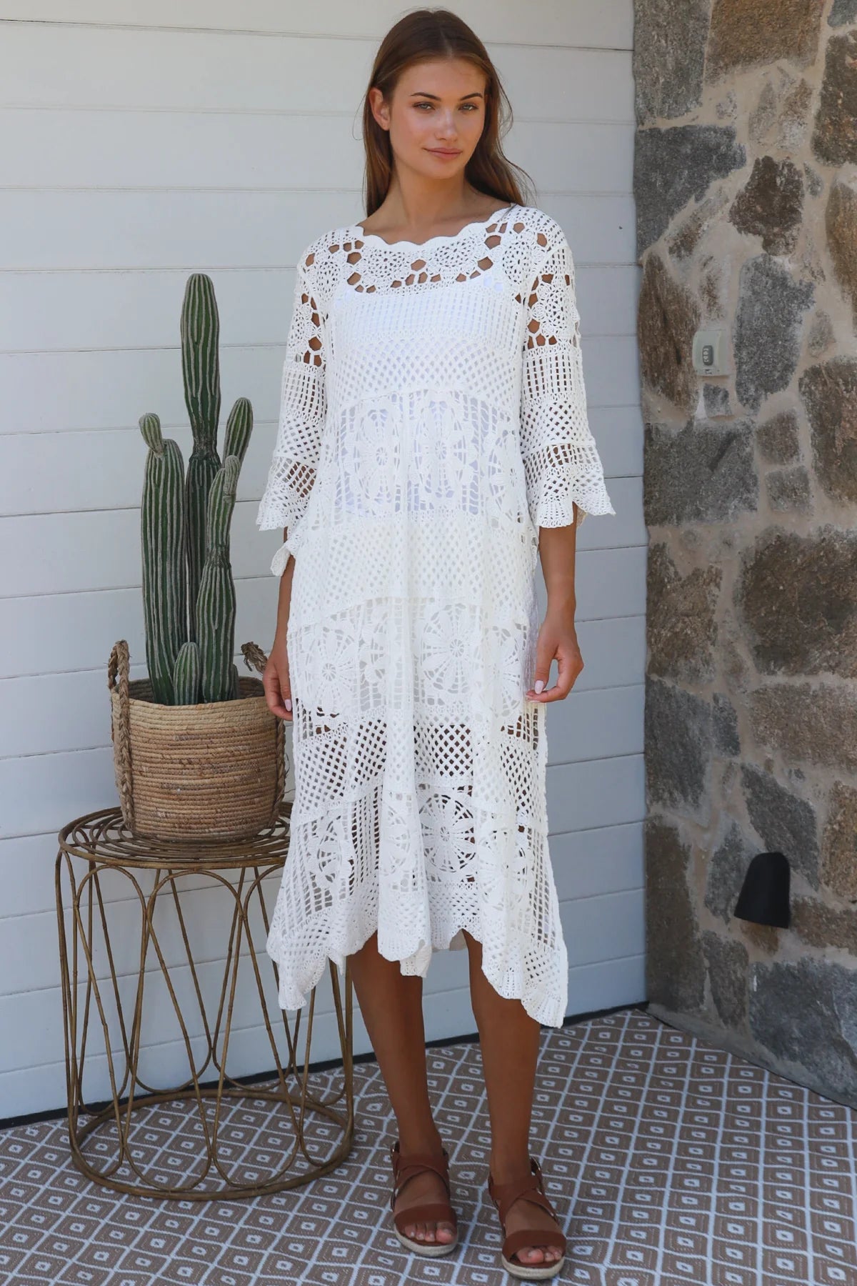 Mandala Crochet Dress - White