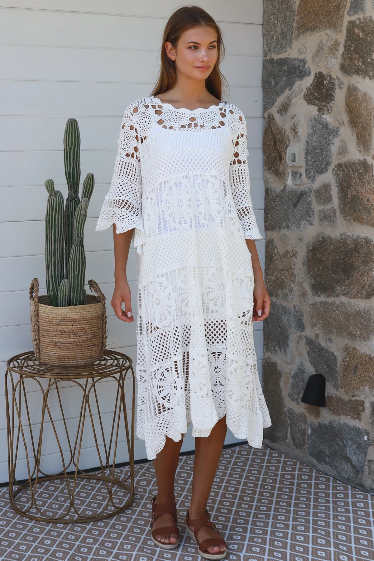 Mandala Crochet Dress - White