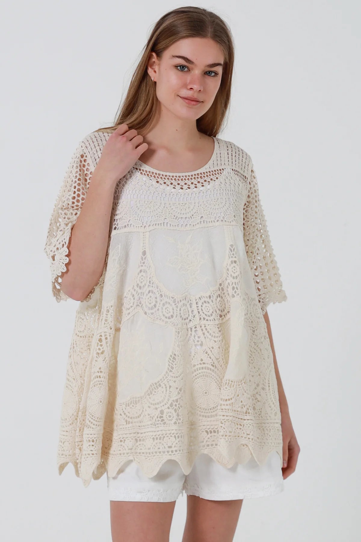 Dolly Crochet Top - Cream