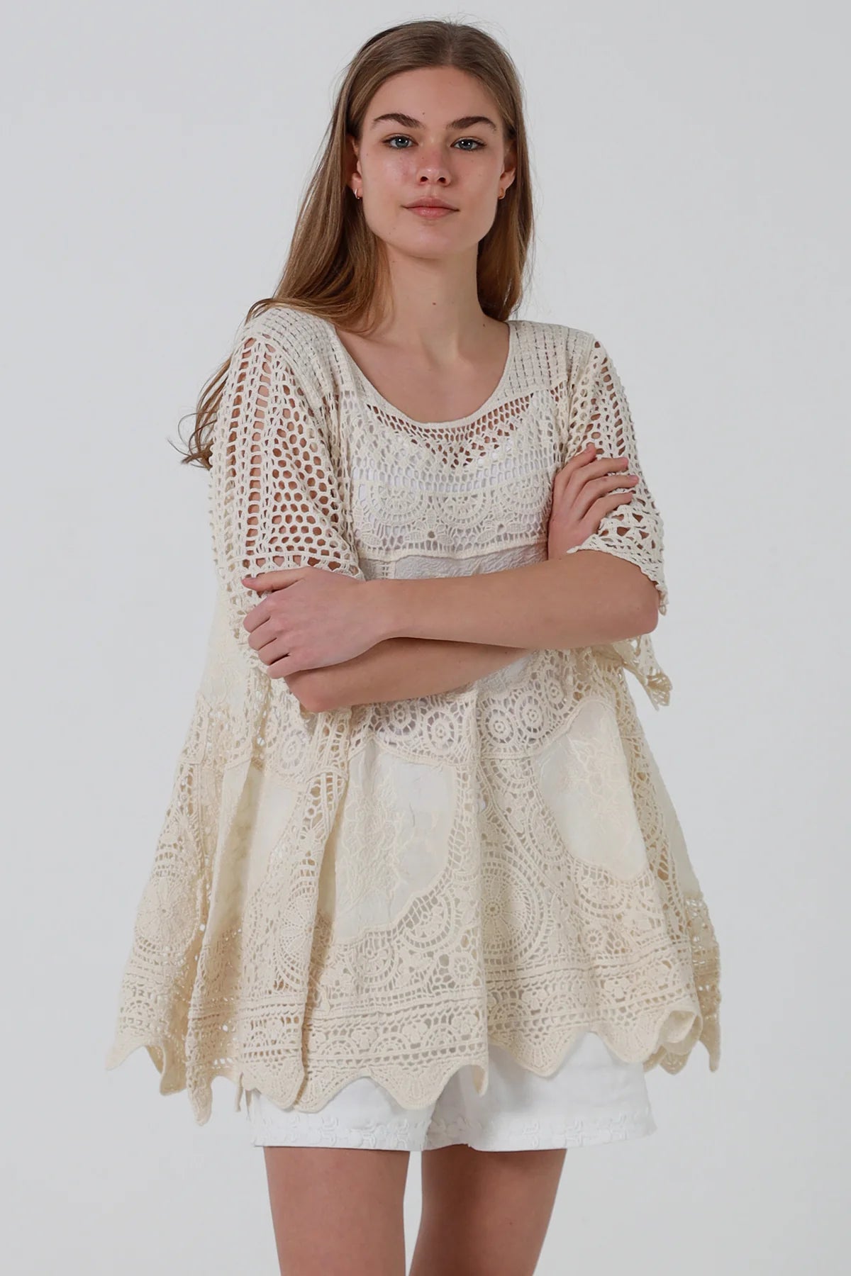 Dolly Crochet Top - Cream