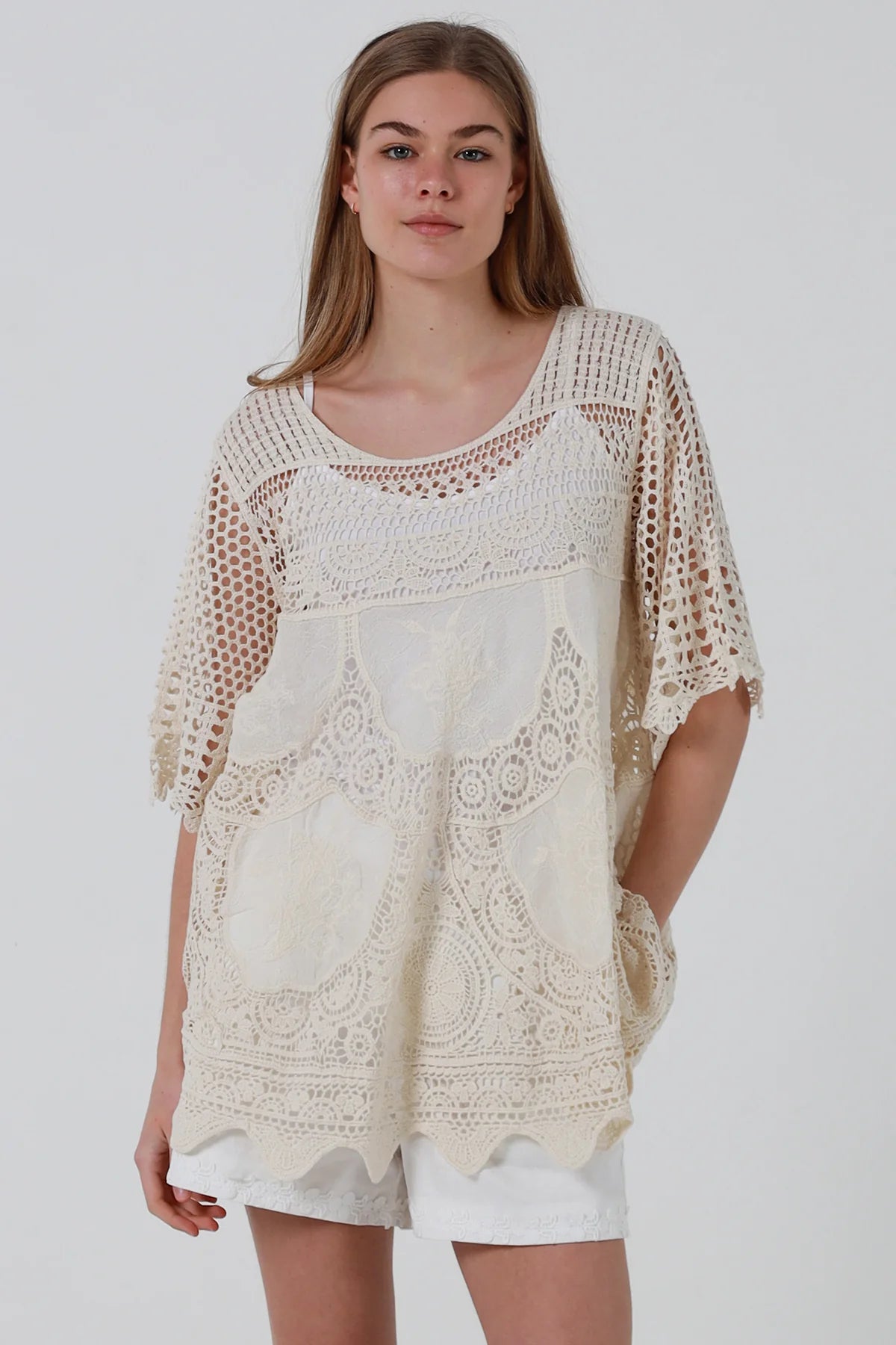 Dolly Crochet Top - Cream