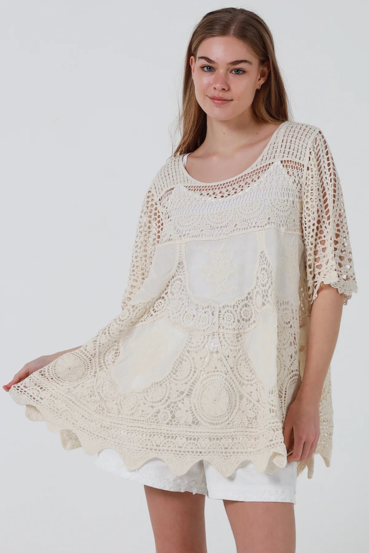 Dolly Crochet Top - Cream