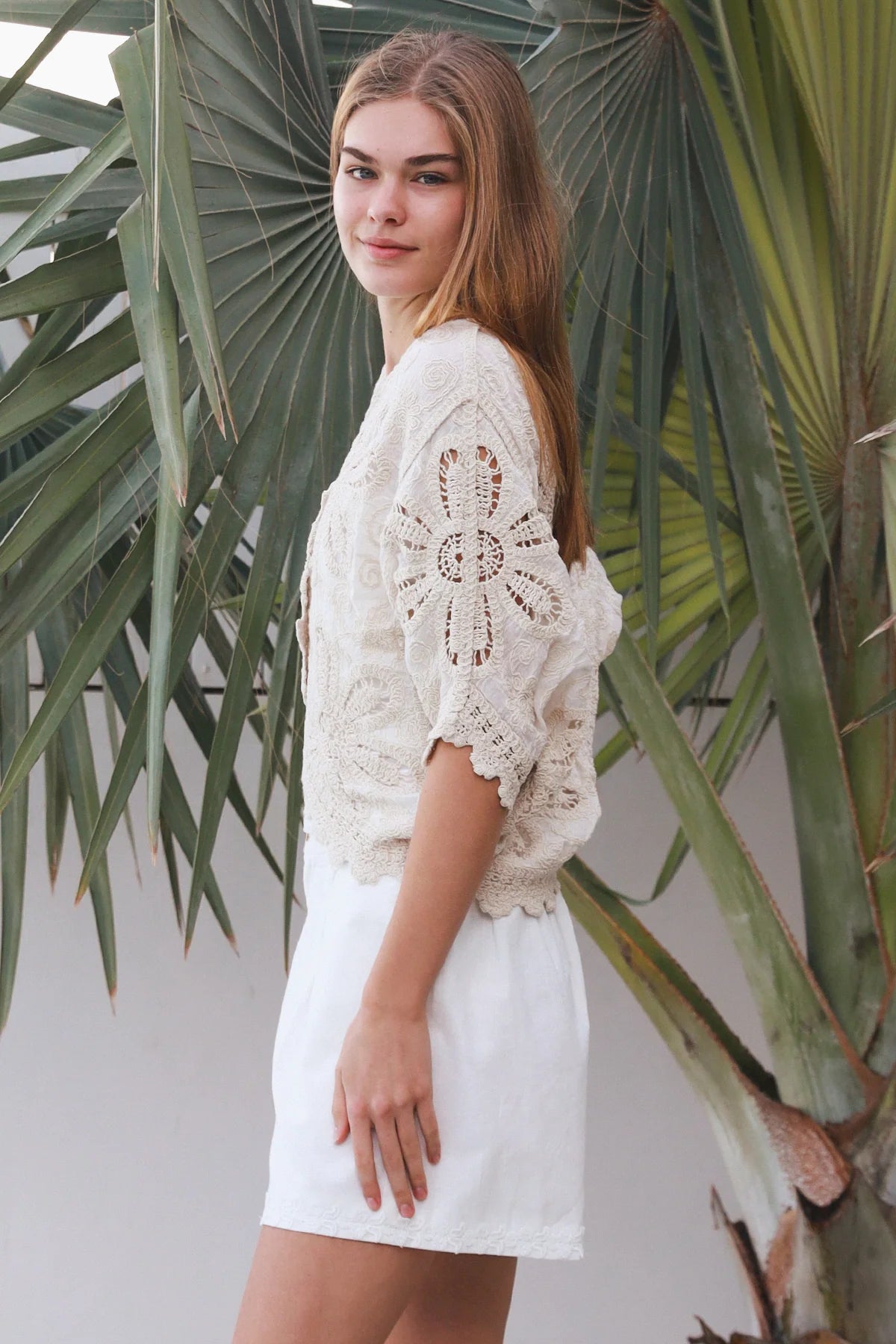 Flower Button Blouse - Cream