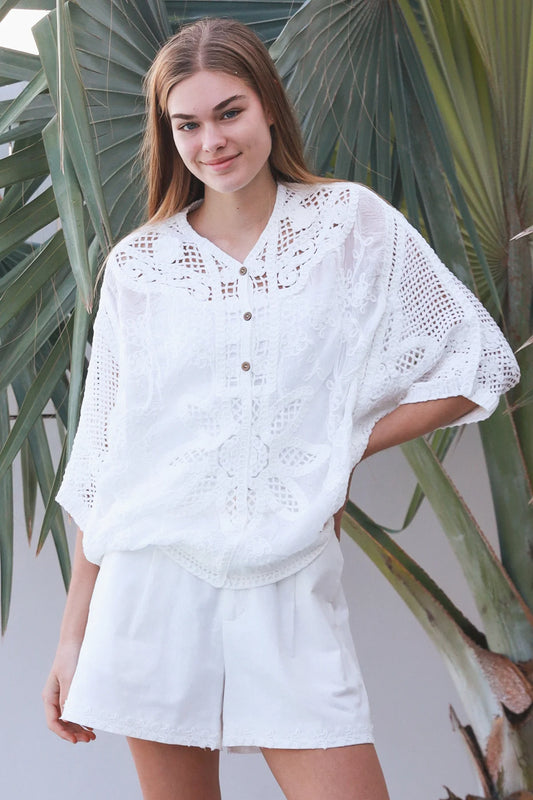 Sunny Crochet Top - White