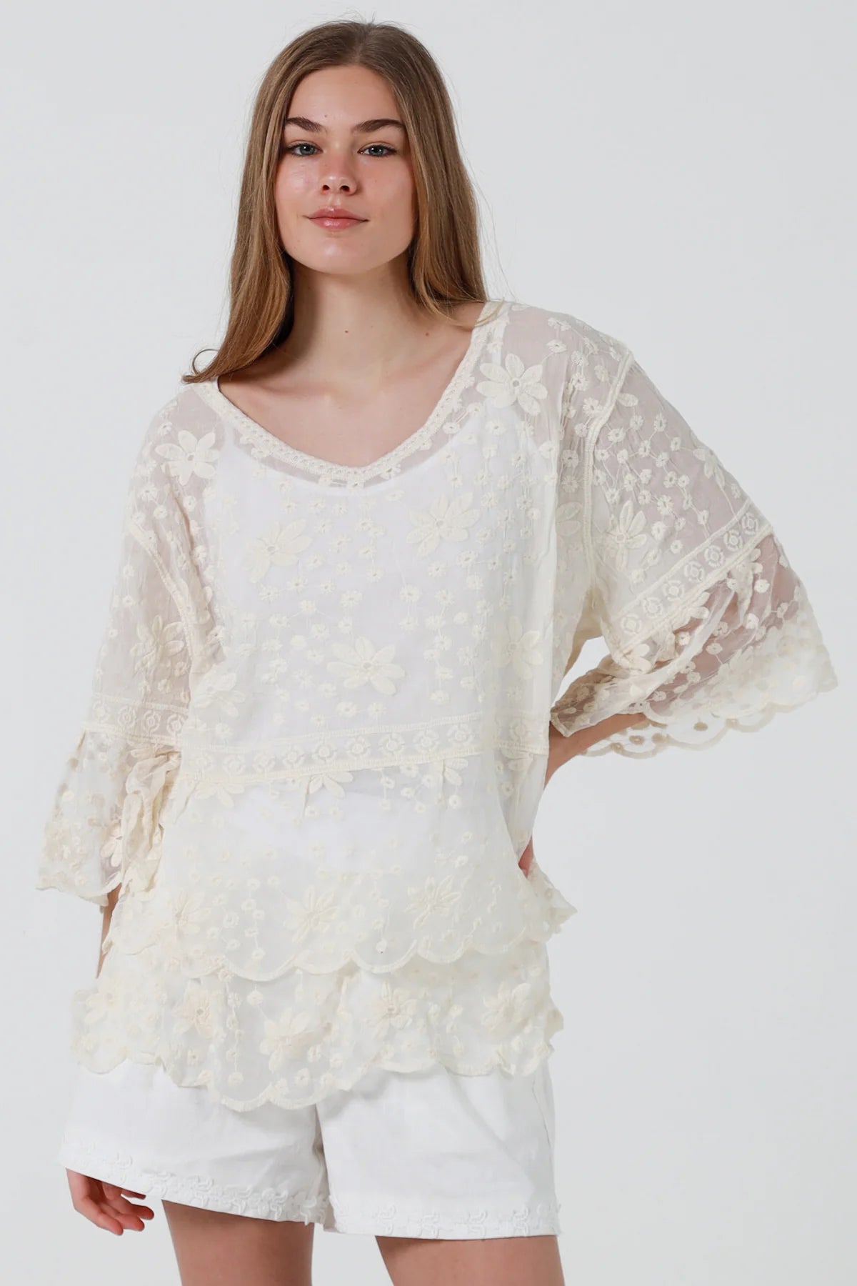 Lily Cotton Top - Cream