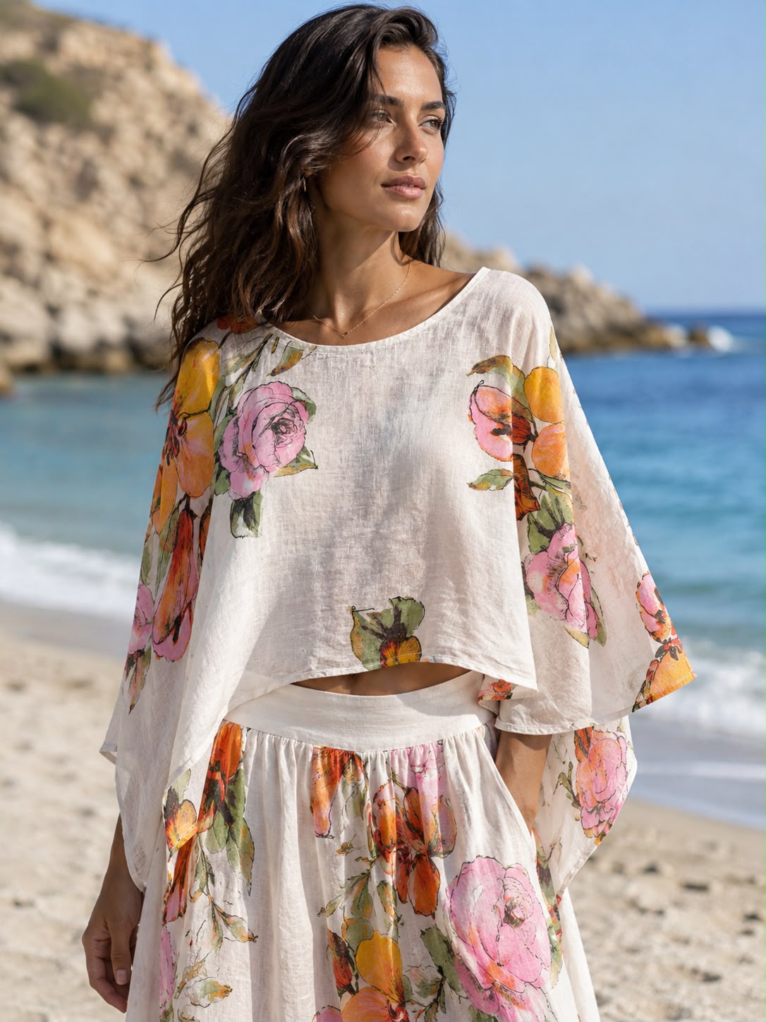Floral Tia Top - White