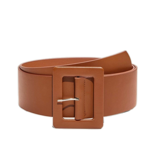 Wide Buckle Belt - Tan