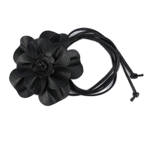 Flower Rope Belt - Black