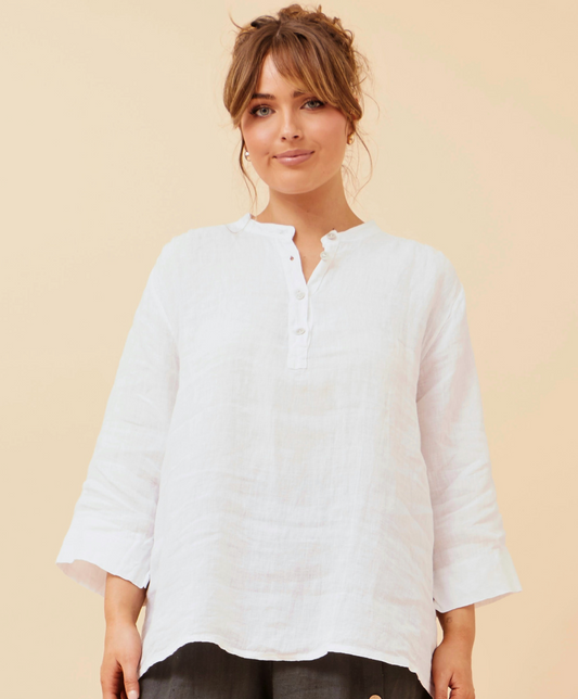 Nevaeh Linen Top - White
