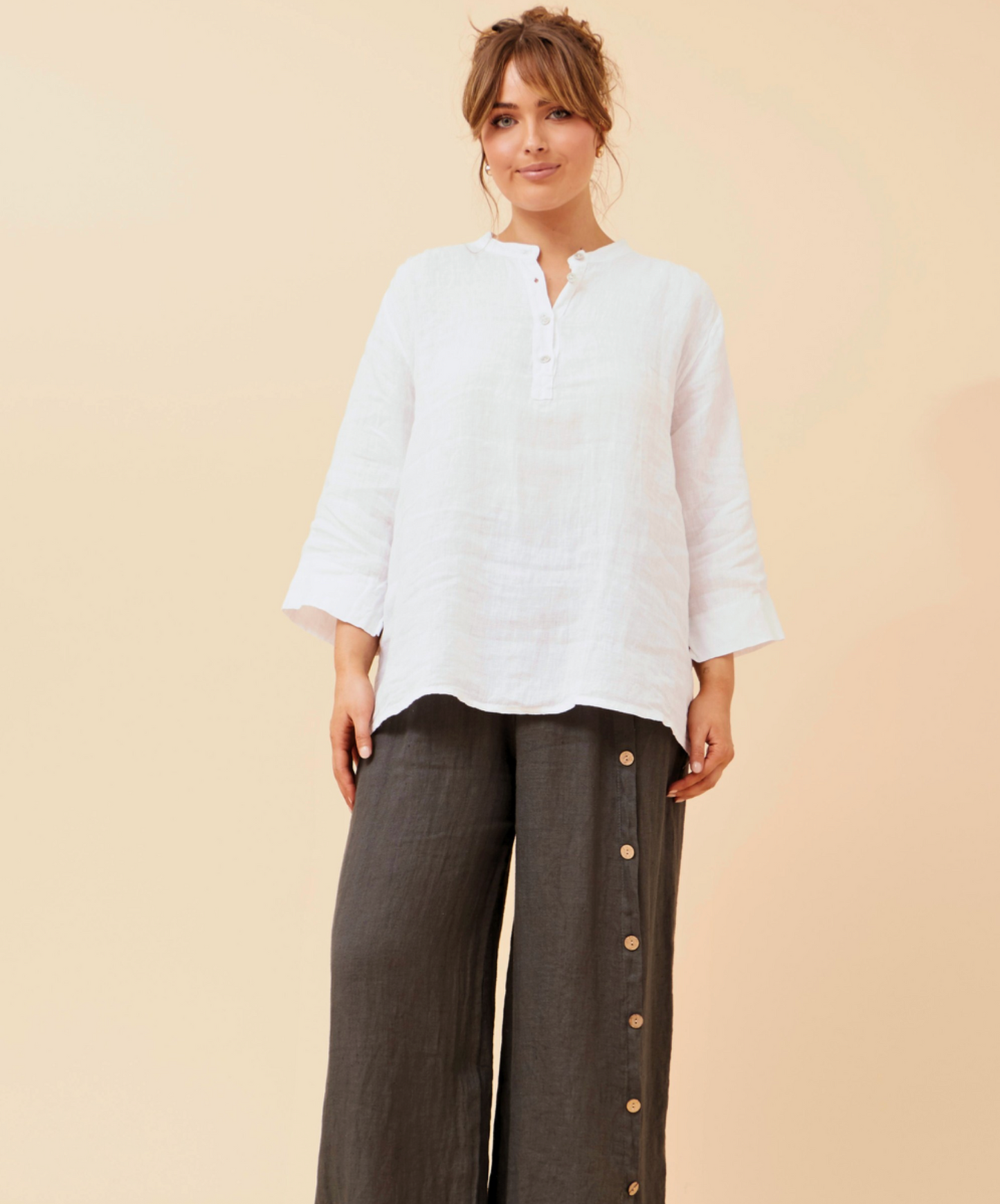 Nevaeh Linen Top - White