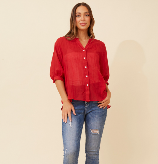 Bellina Shirt - Rich Red