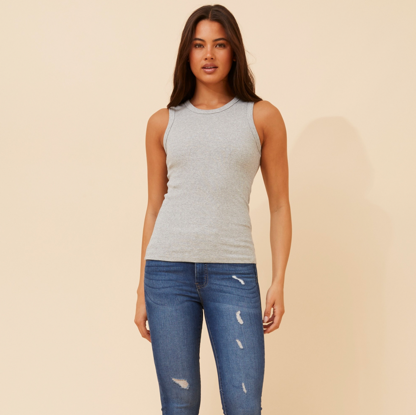Ribbed Singlet - Grey