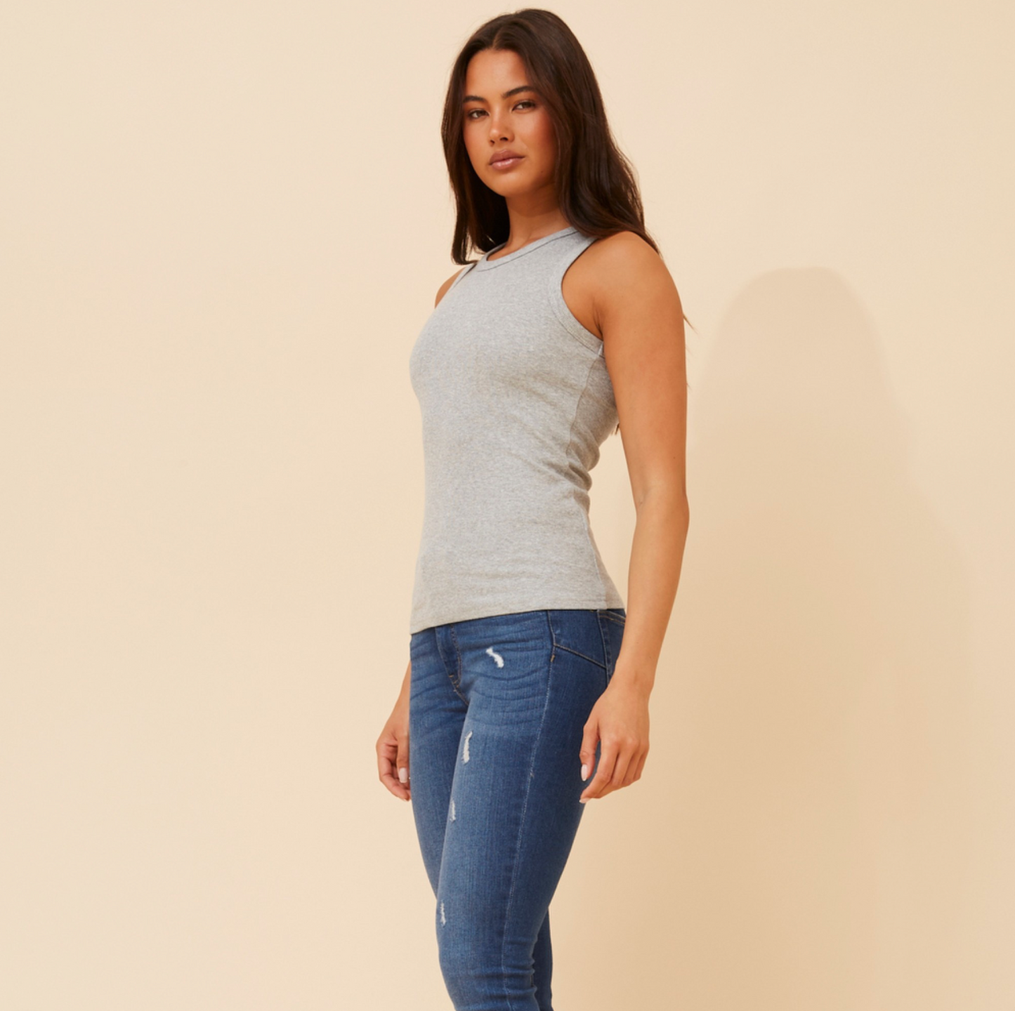 Ribbed Singlet - Grey