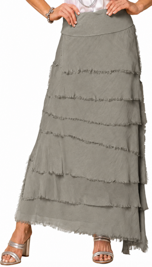 Italian Silk Skirt - Soft Khaki