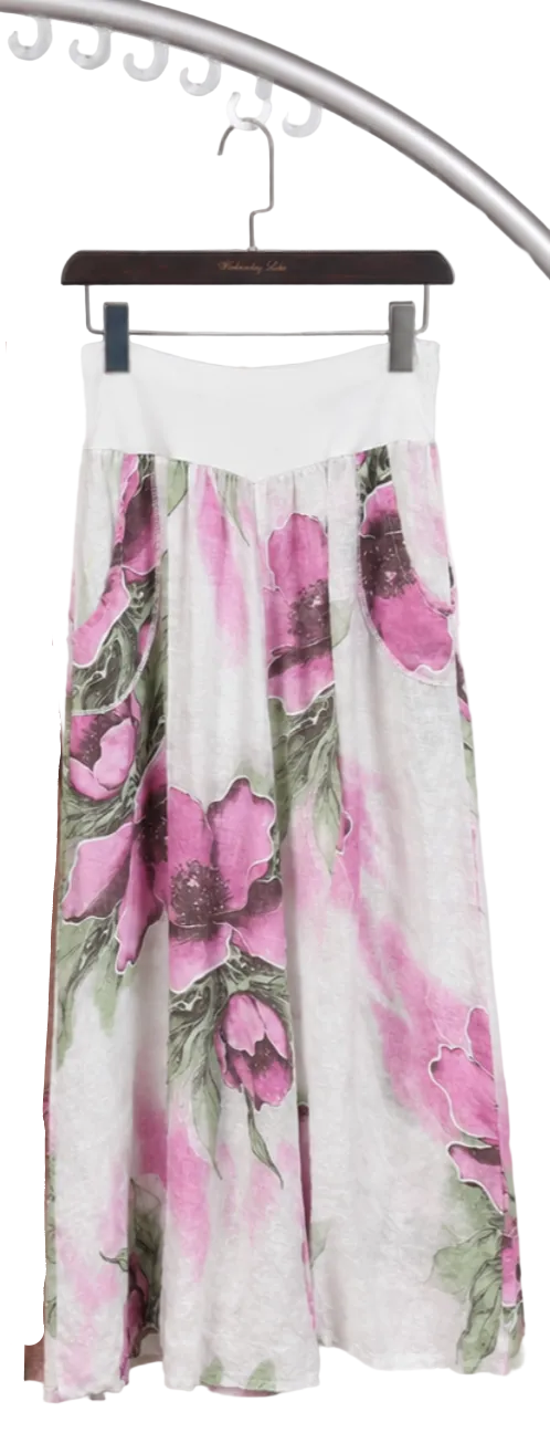 Peony Linen Pants - White