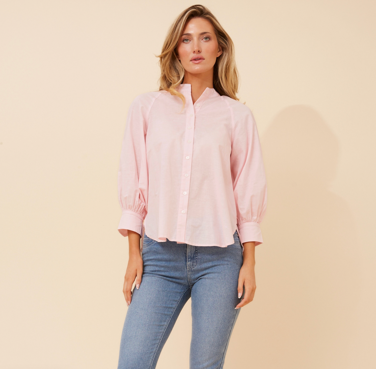 Monica Button Blouse - Pink