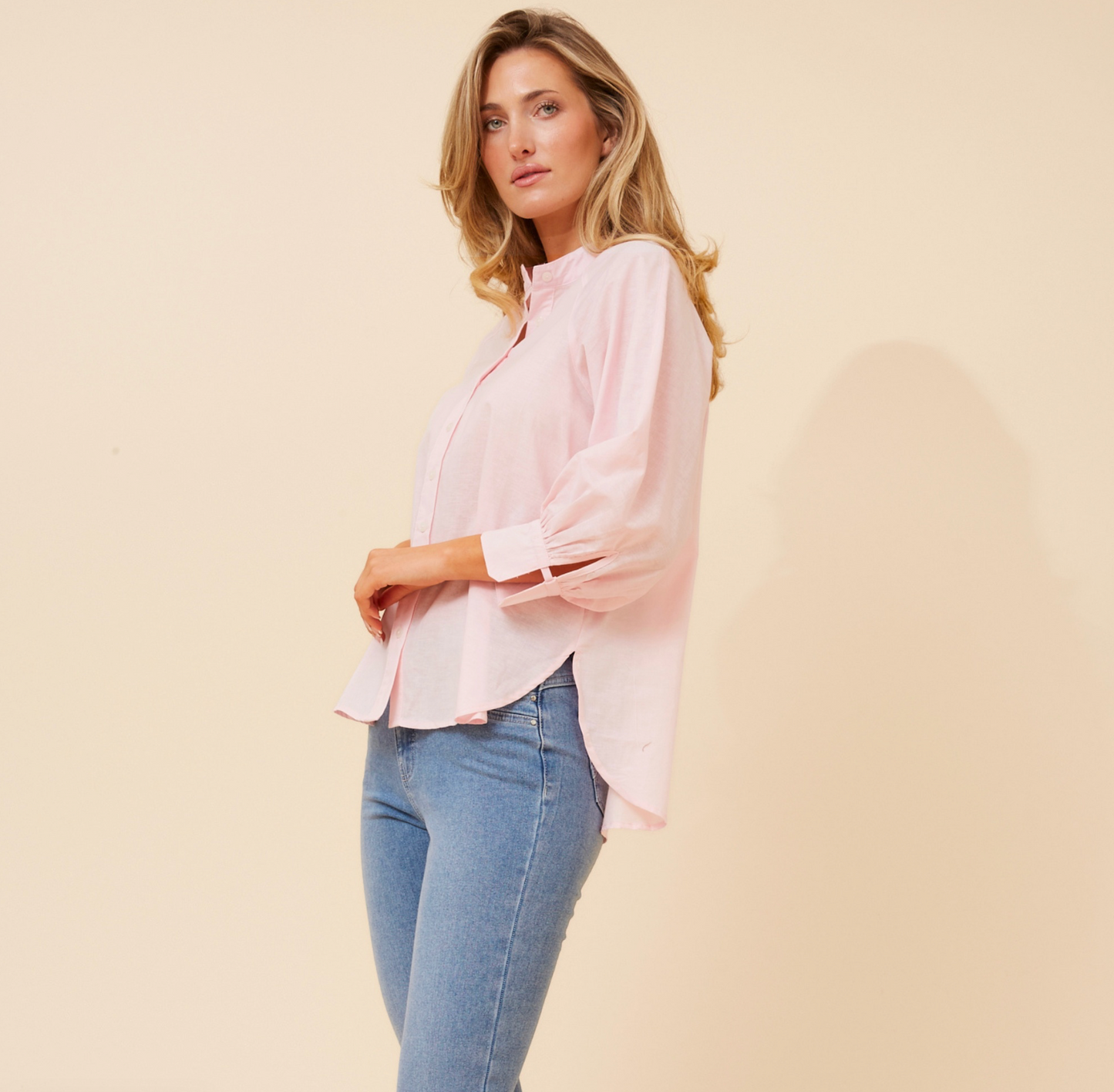 Monica Button Blouse - Pink