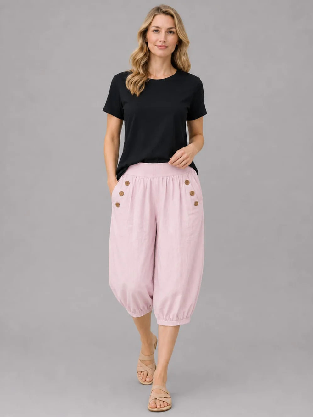 Cotton Capri Pants - Pink