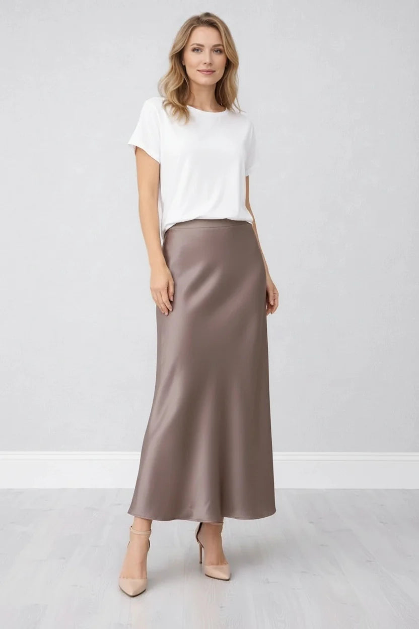 Satin Skirt - Mocha