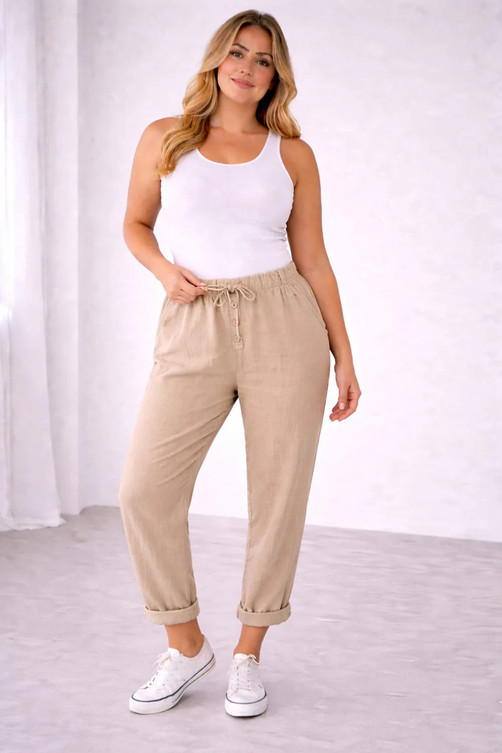 Button Fly Pants - Camel
