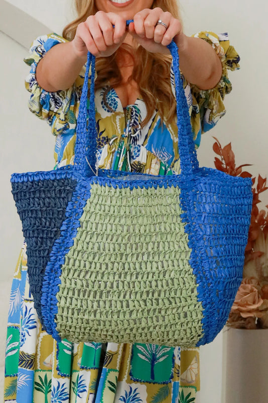 Straw Bag - Blue/Green