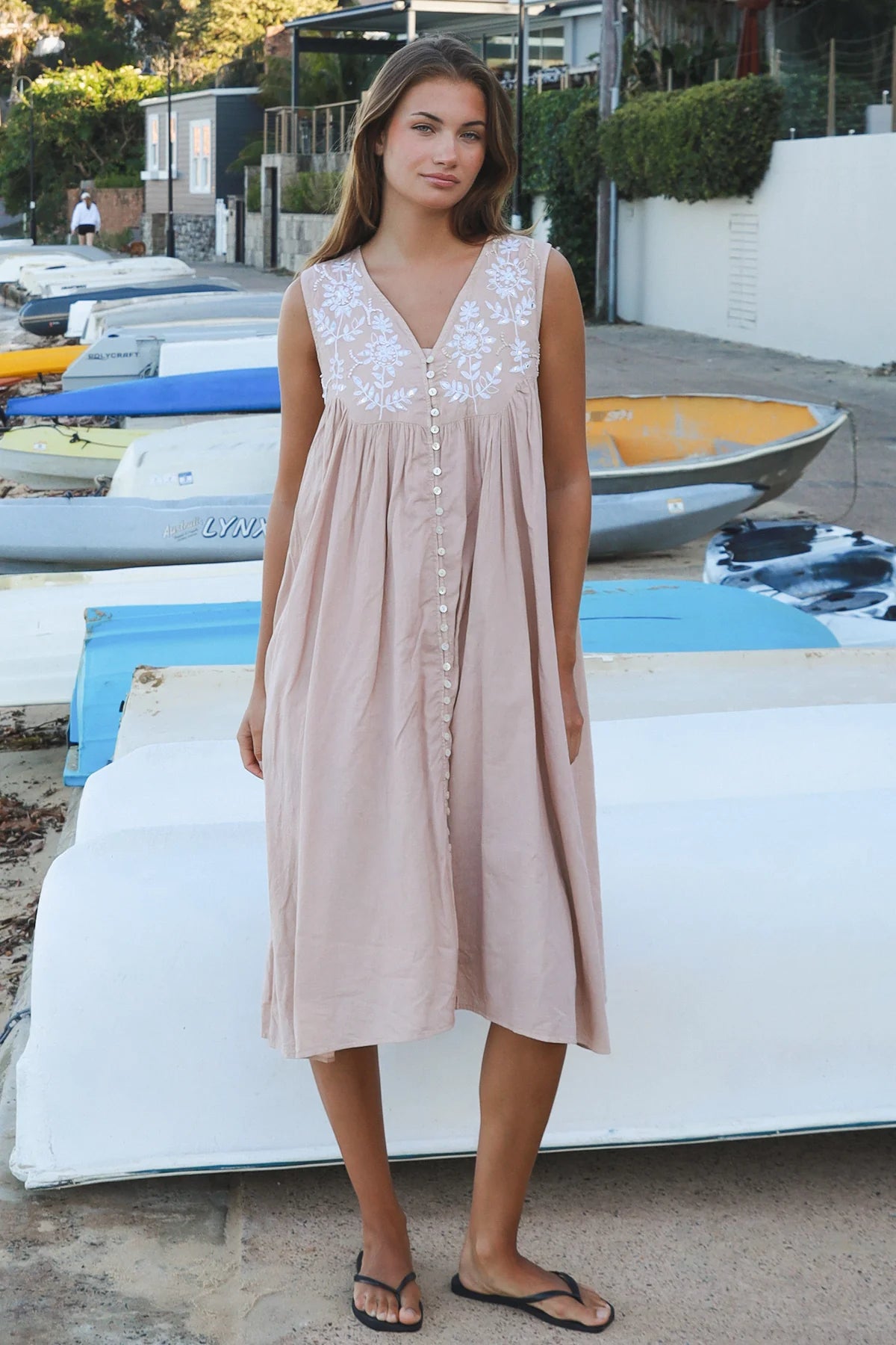 Sunflower Midi Dress - Nude