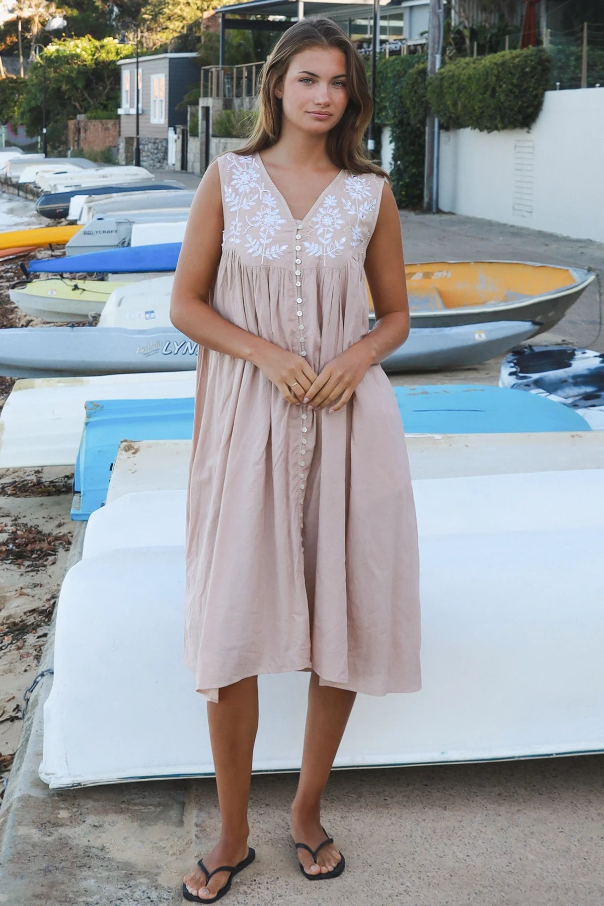 Sunflower Midi Dress - Nude