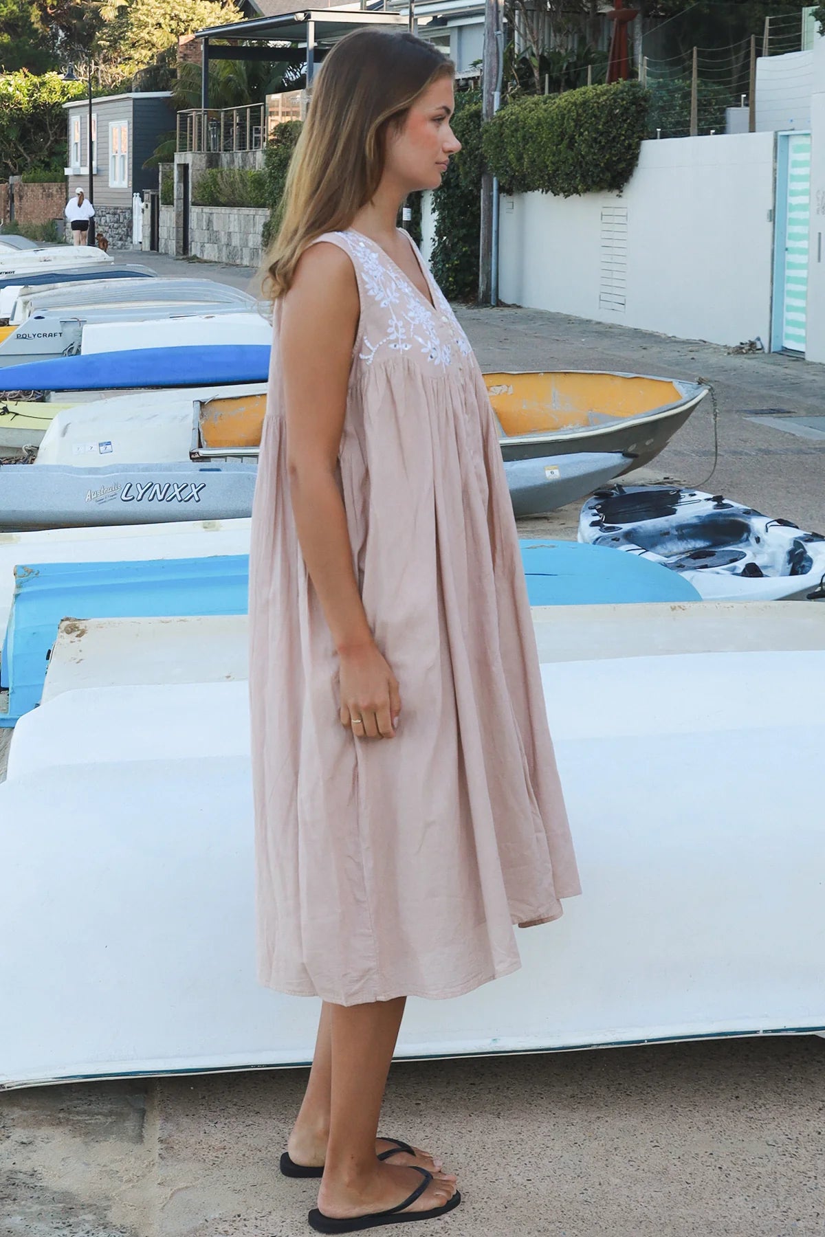 Sunflower Midi Dress - Nude