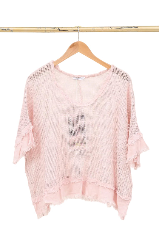 Open Weave Top - Soft Pink