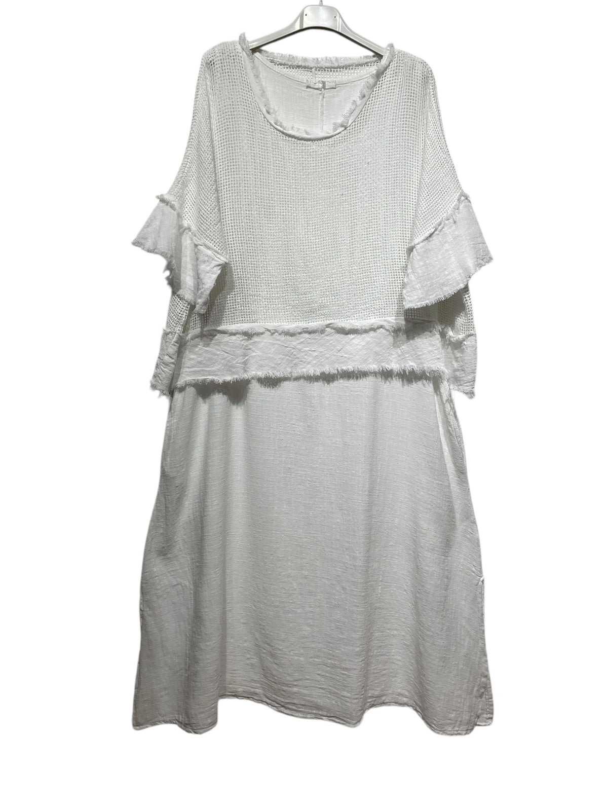 Layered Net Dress - White