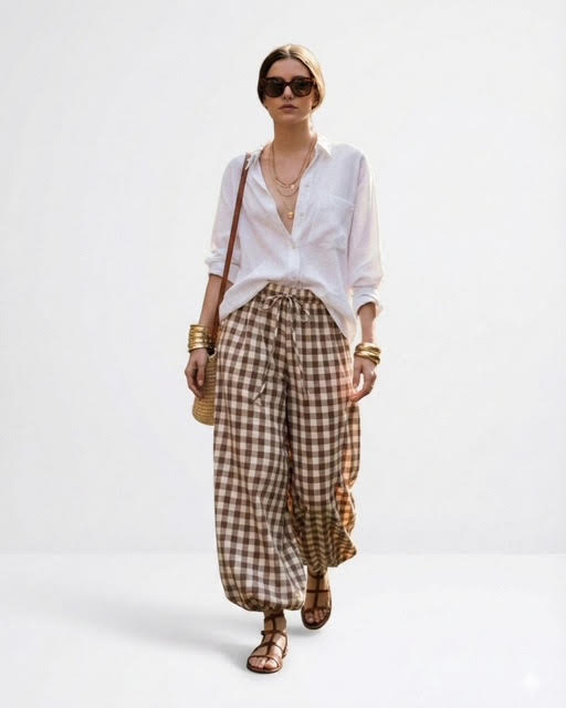 Gypsy Balloon Pants - Chocolate Check