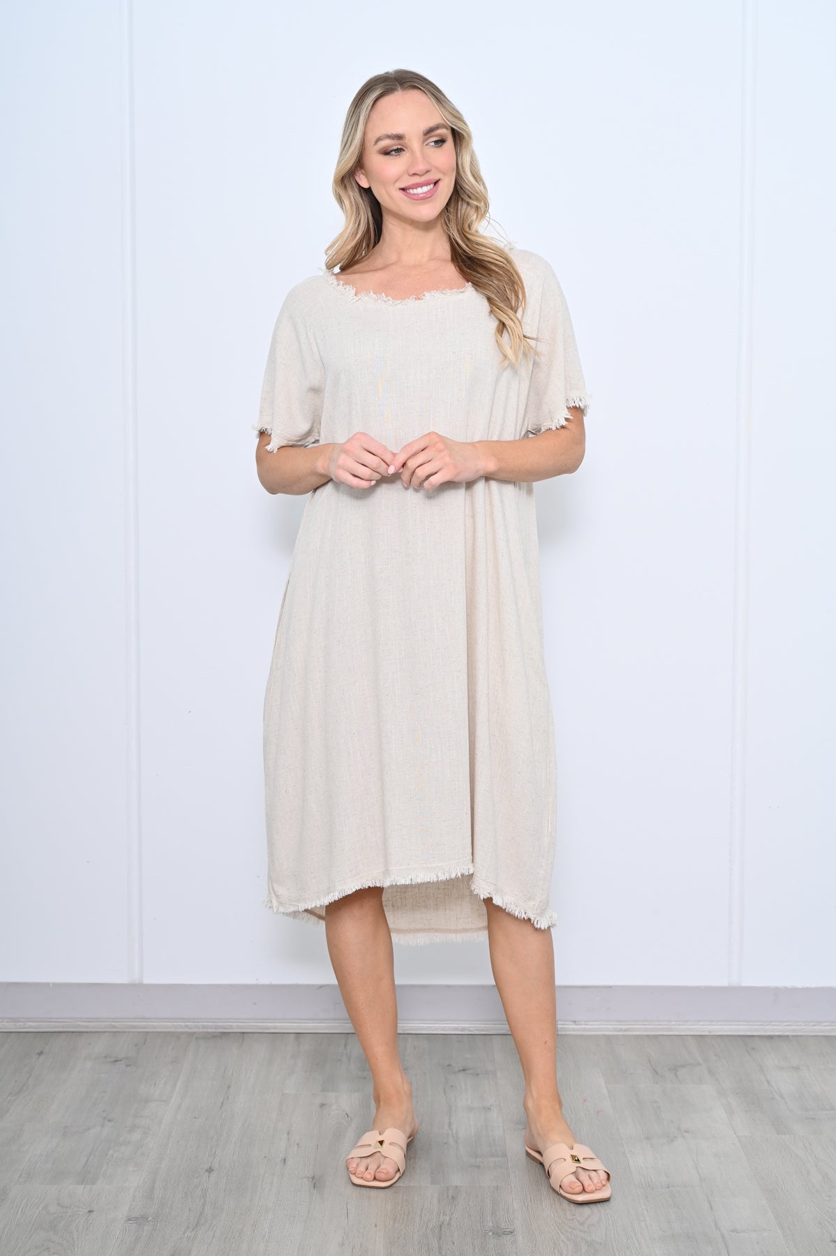 Raw Edge Dress - Beige