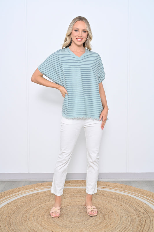 Stripe Top - Sage