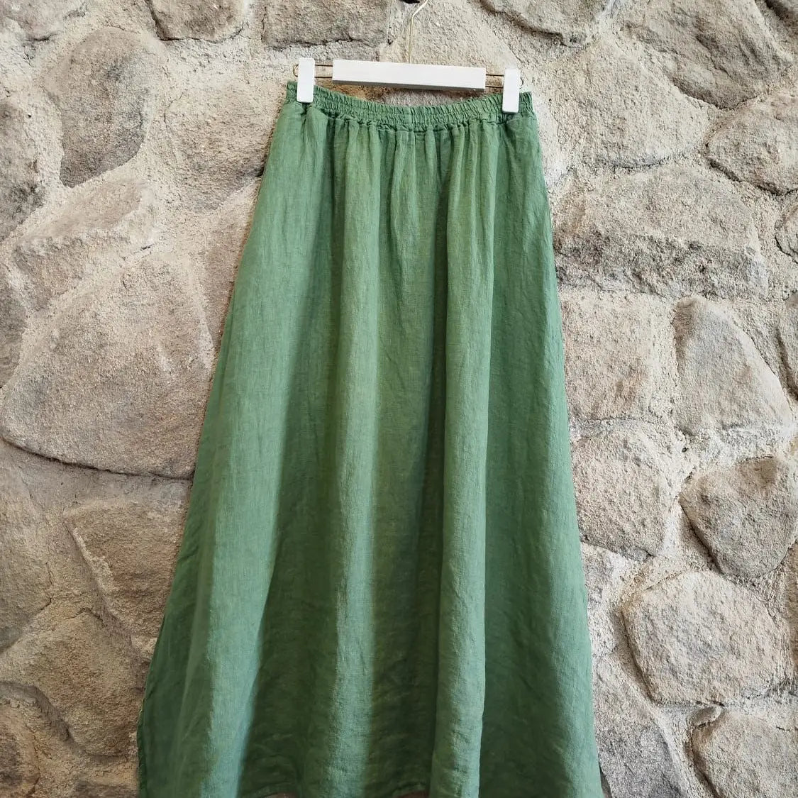 Linen Maxi Skirt - Verde Green