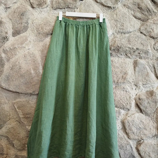 Linen Maxi Skirt - Verde Green