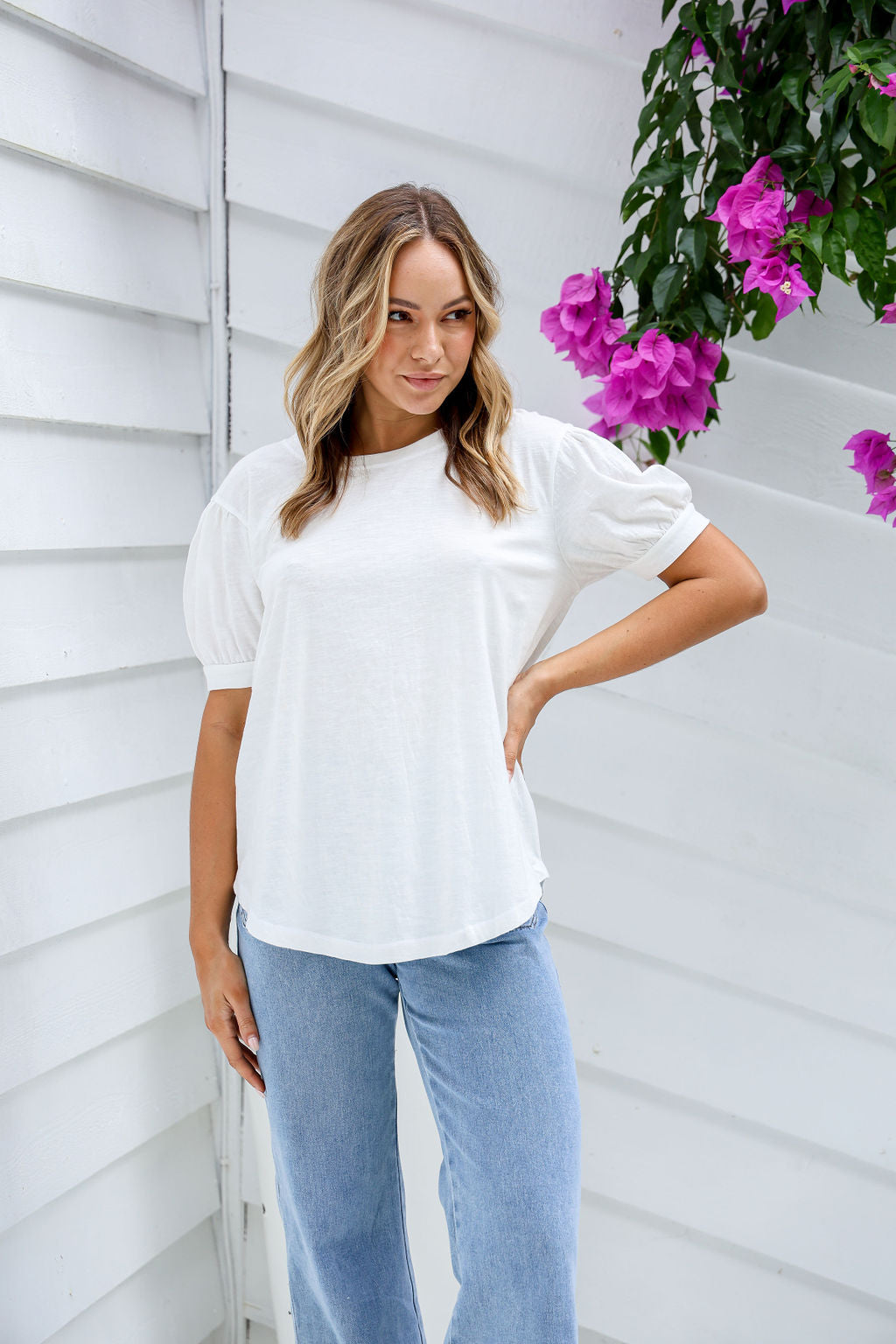 Puff Sleeve Top - White