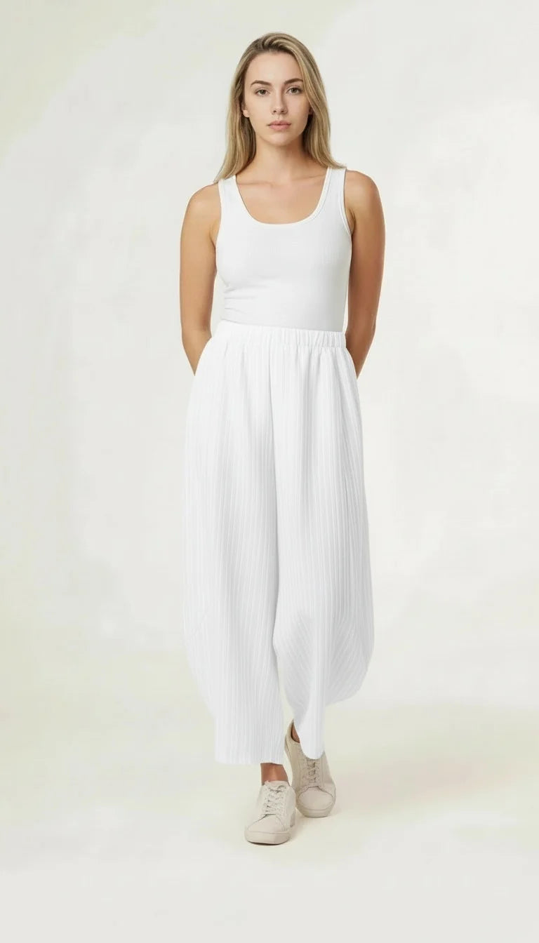 Striped Barel Pants - White & Charcoal