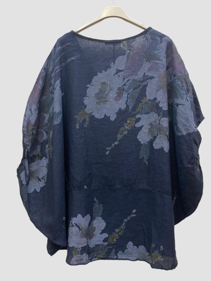 Floral Fleur Top - Navy