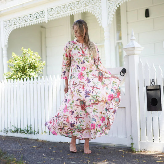 Indian Cotton Dress - Sea, Sun & Florals