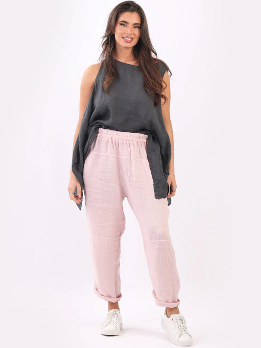 Plain Slouch Pants - Pink