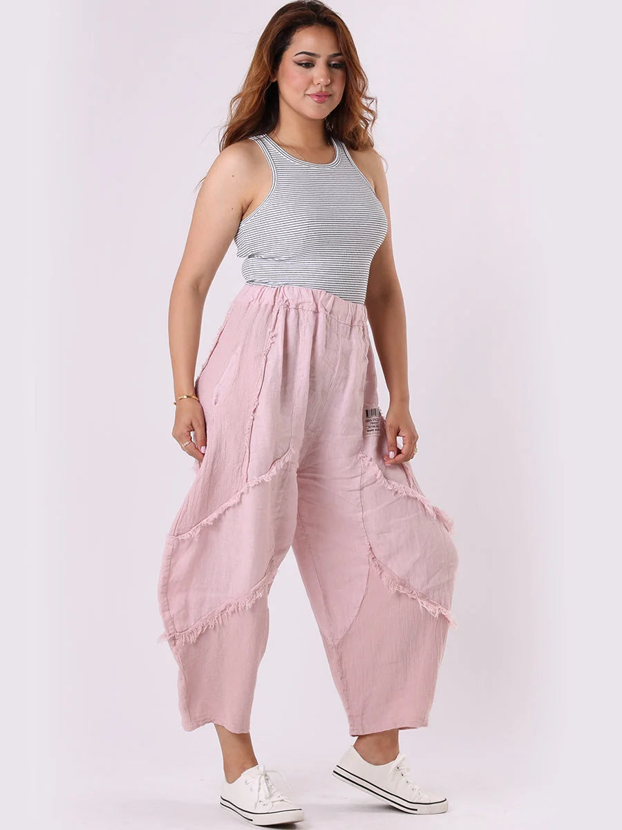 Mesh Net Patch Pants - Pink