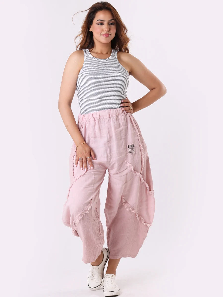 Mesh Net Patch Pants - Pink
