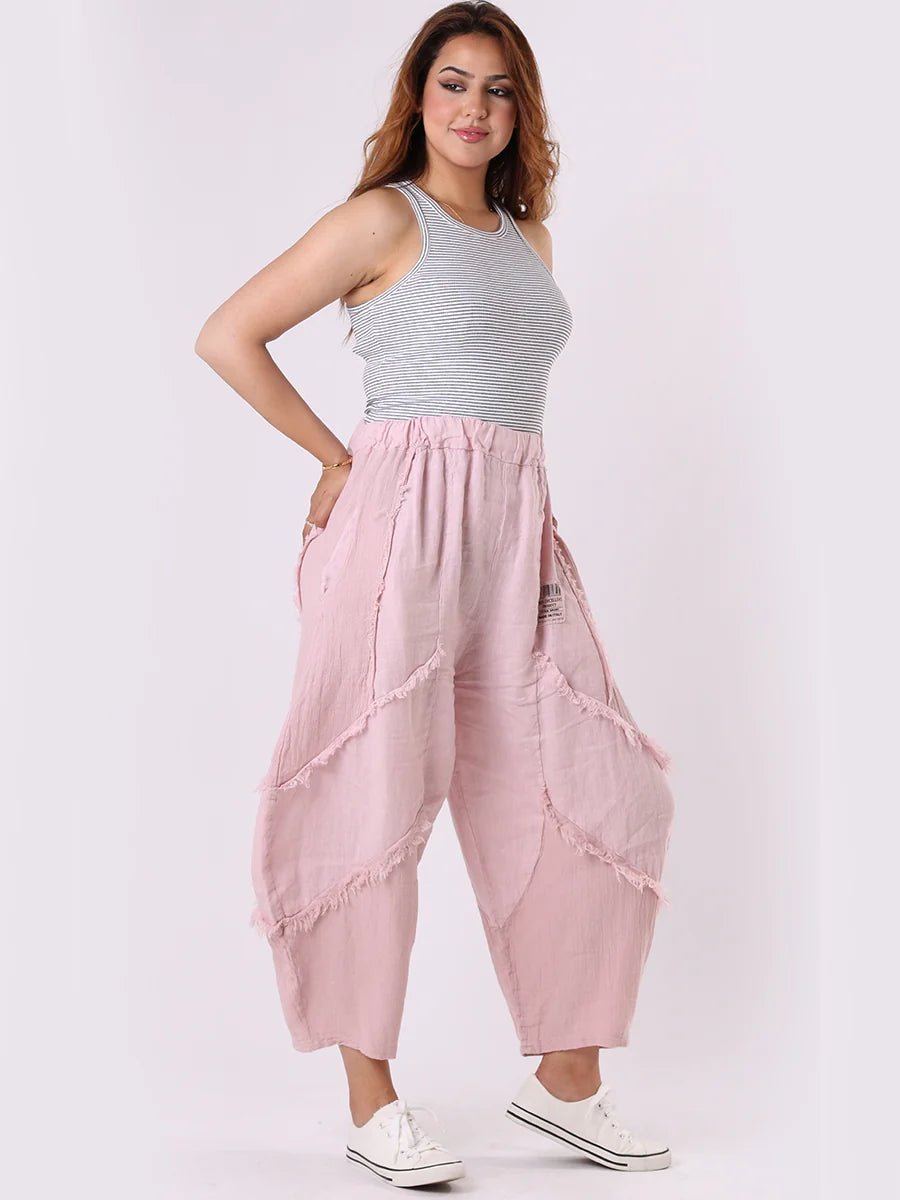 Mesh Net Patch Pants - Pink