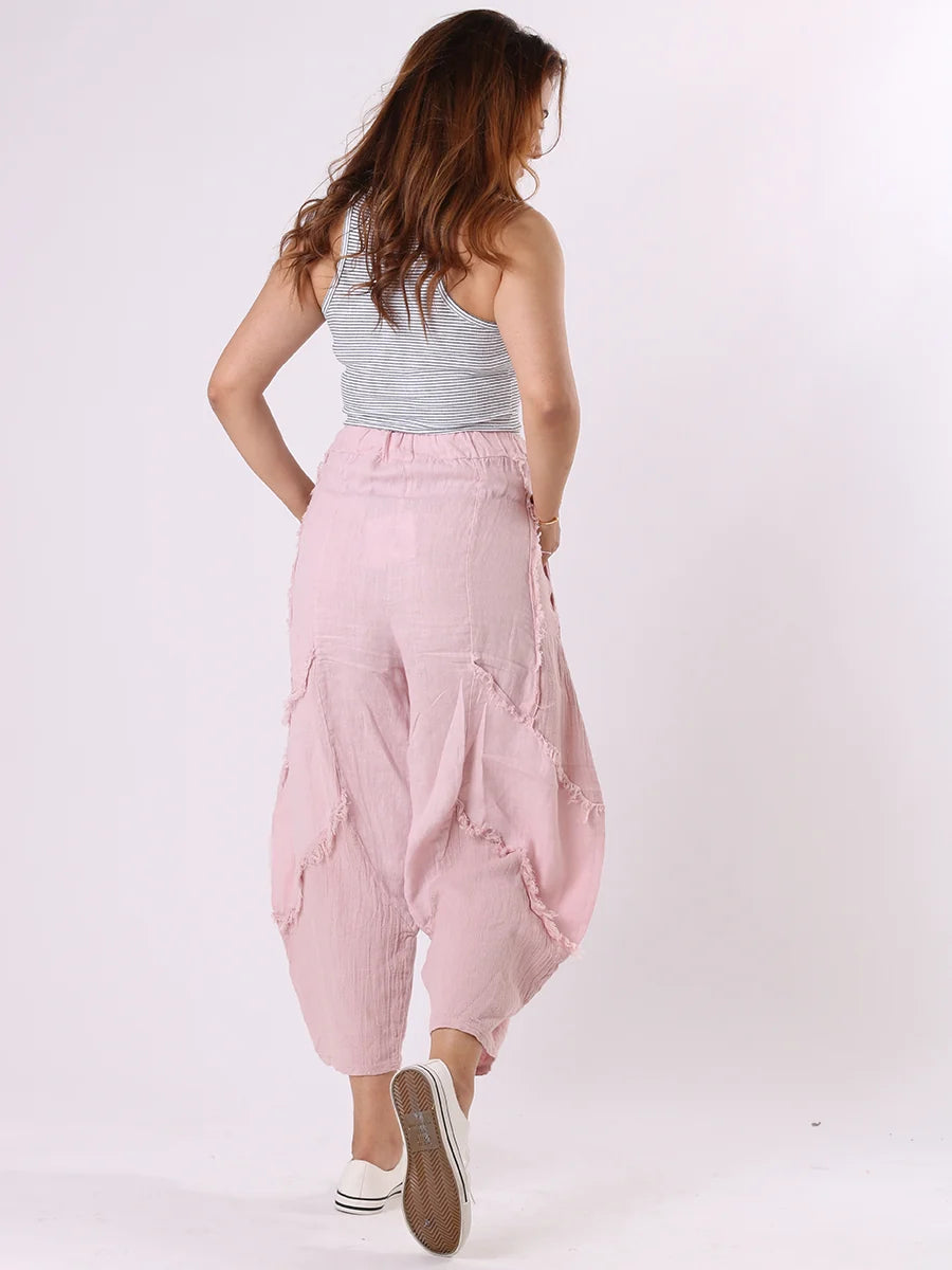 Mesh Net Patch Pants - Pink