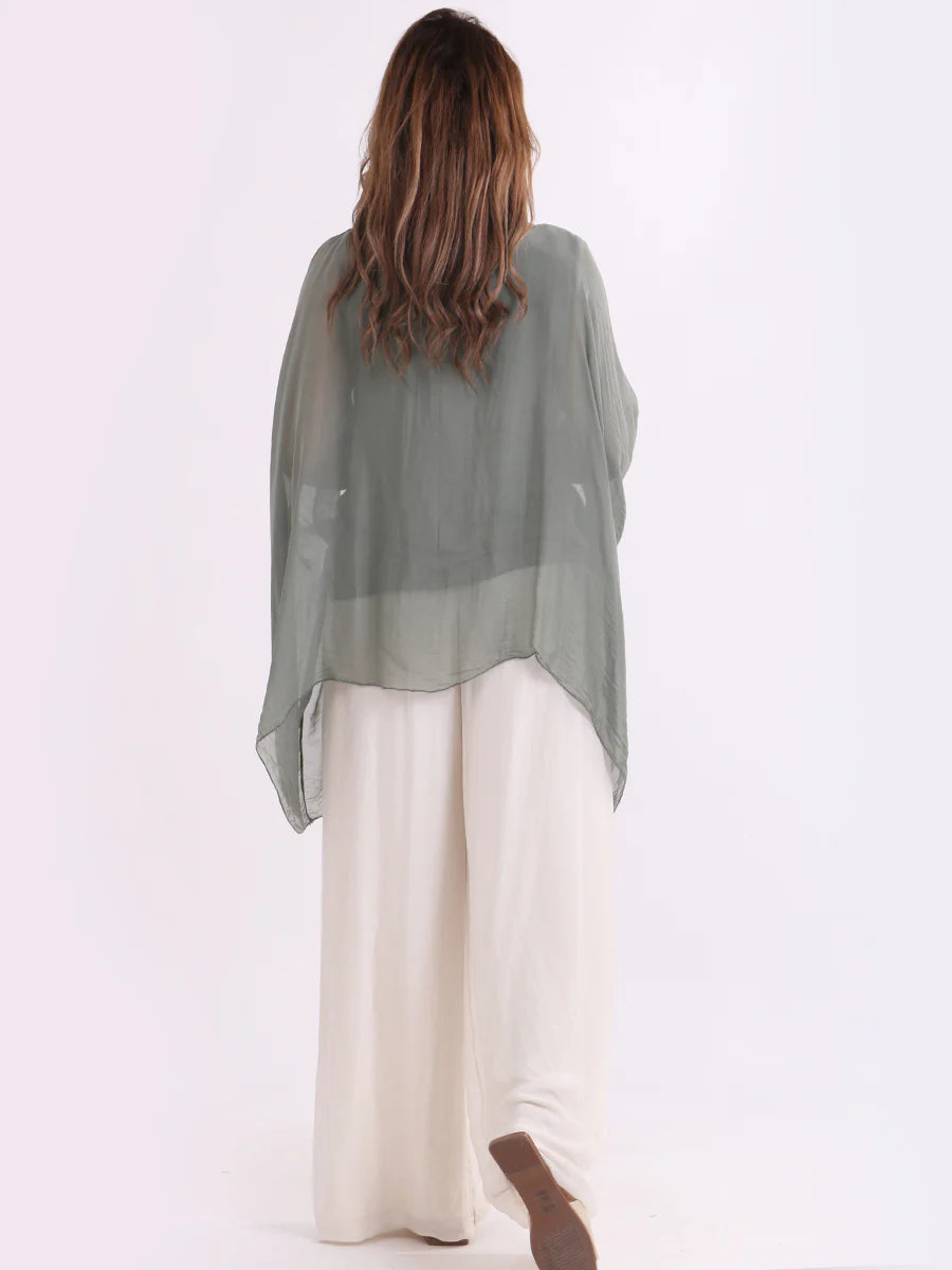 Batwing Silk Top - Khaki