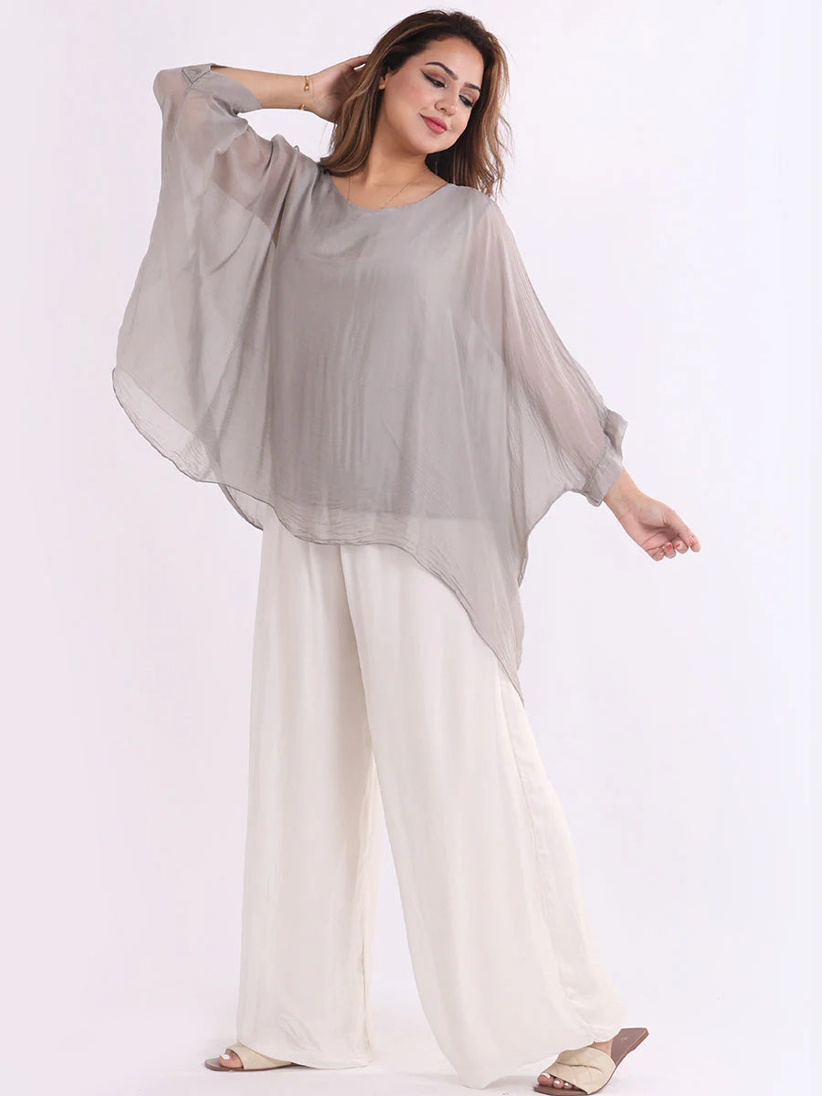 Batwing Silk Top - Stone