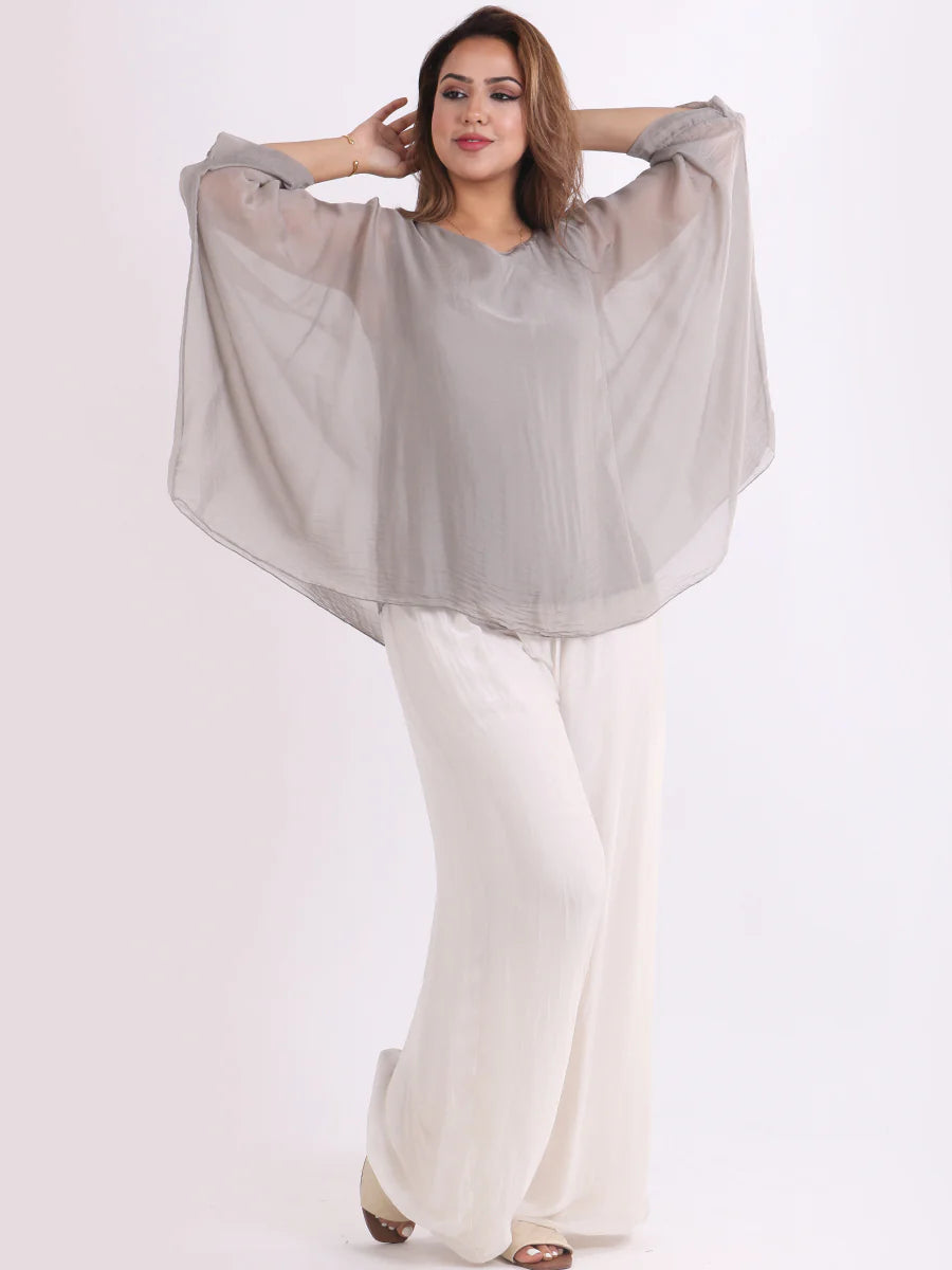 Batwing Silk Top - Stone