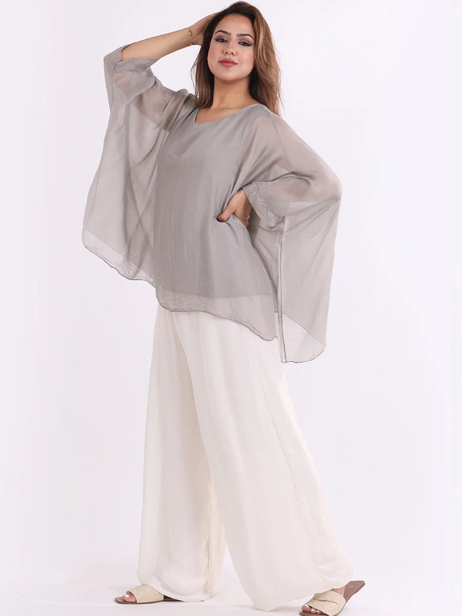 Batwing Silk Top - Stone