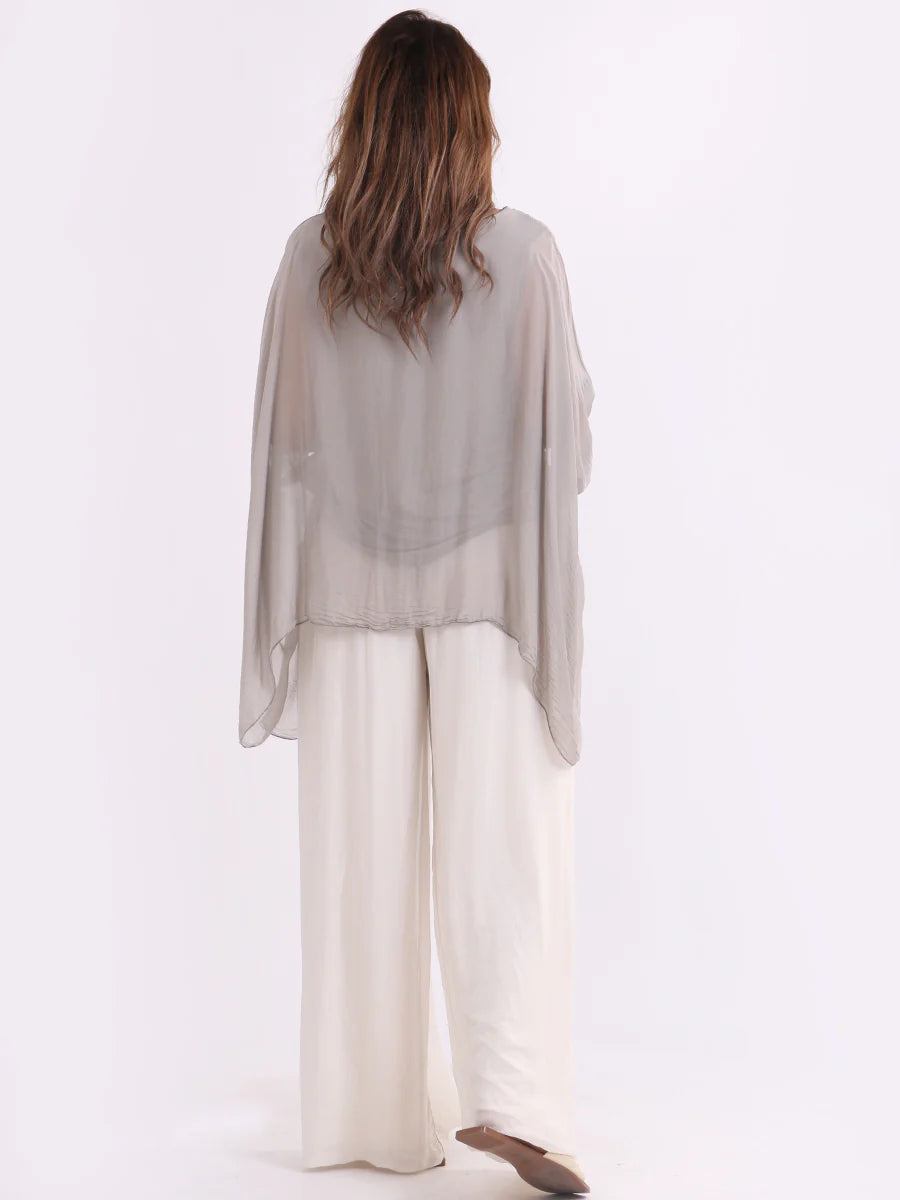 Batwing Silk Top - Stone